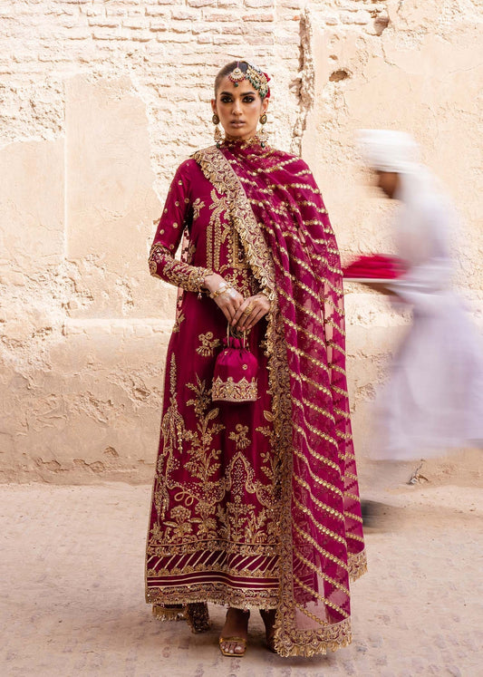 Akbar Aslam | Dastaan Luxury Formals | Gulebahar XS Magenta Silk