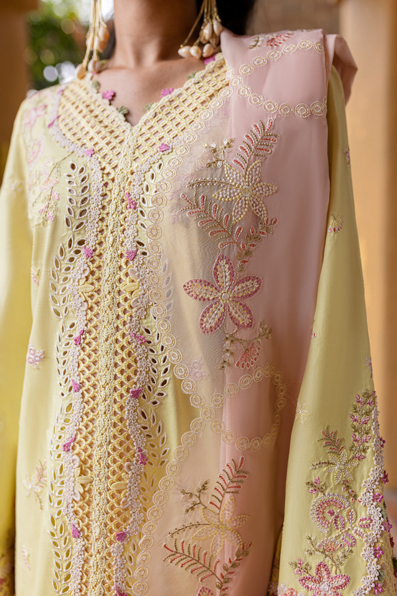 Qalamkar | Q Line Lawn 25 | QM-11 Ina M Dust Yellow Lawn