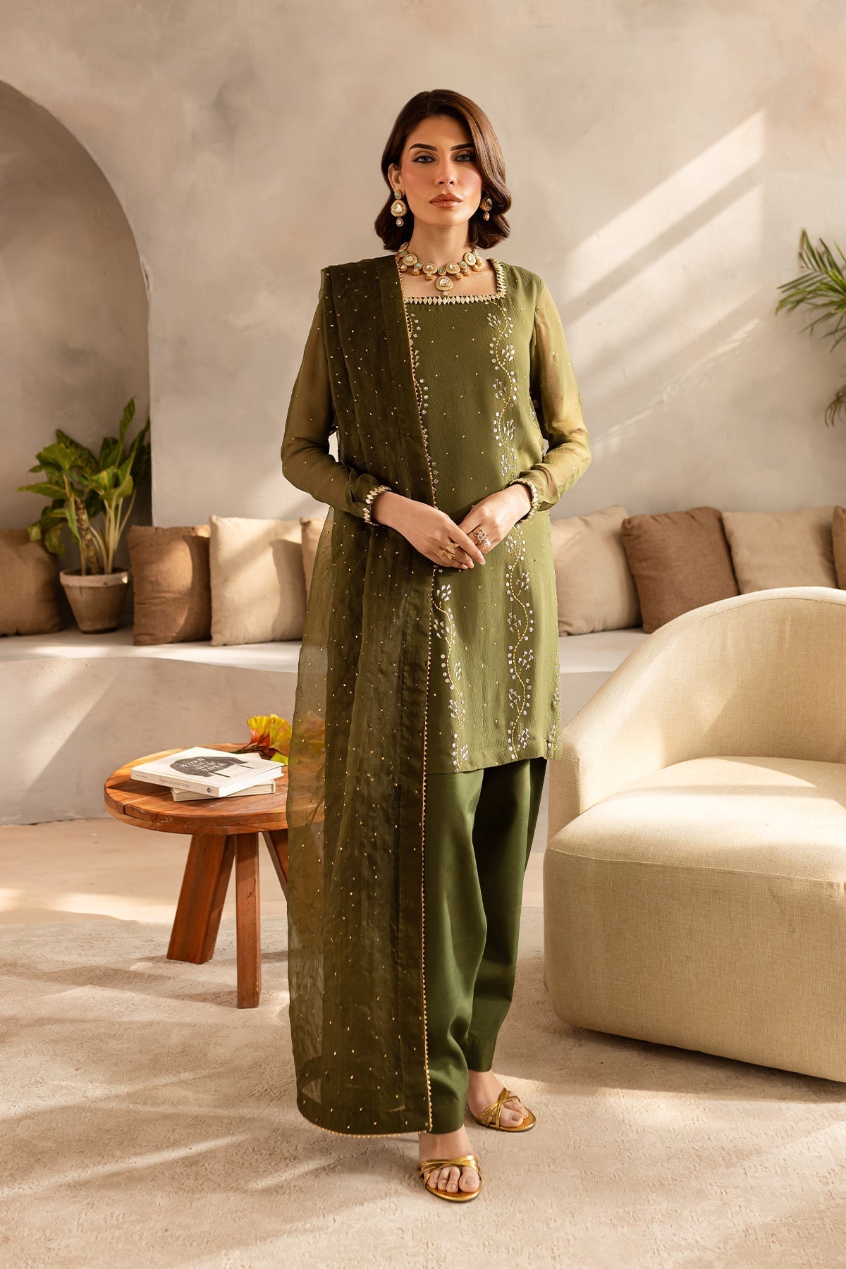 Vanya | Kaya Formals | KY-04 XS Olive Green Chiffon
