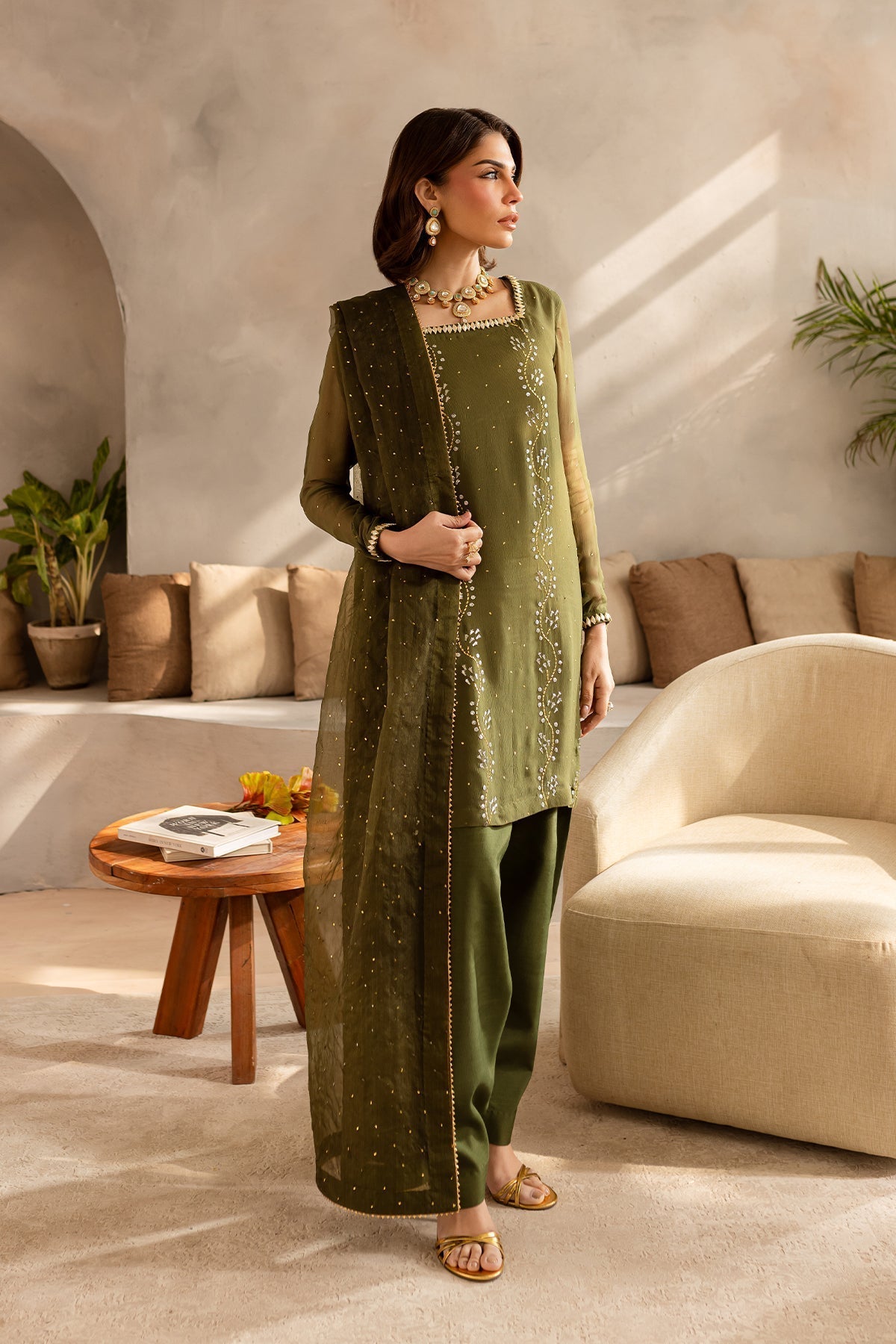 Vanya | Kaya Formals | KY-04 XL Olive Green Chiffon