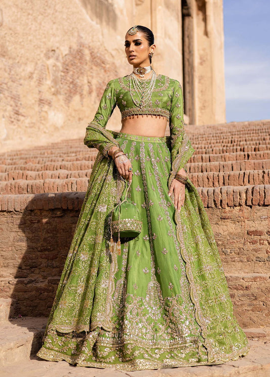 Akbar Aslam | Dastaan Luxury Formals | Nashmira XS Green Silk