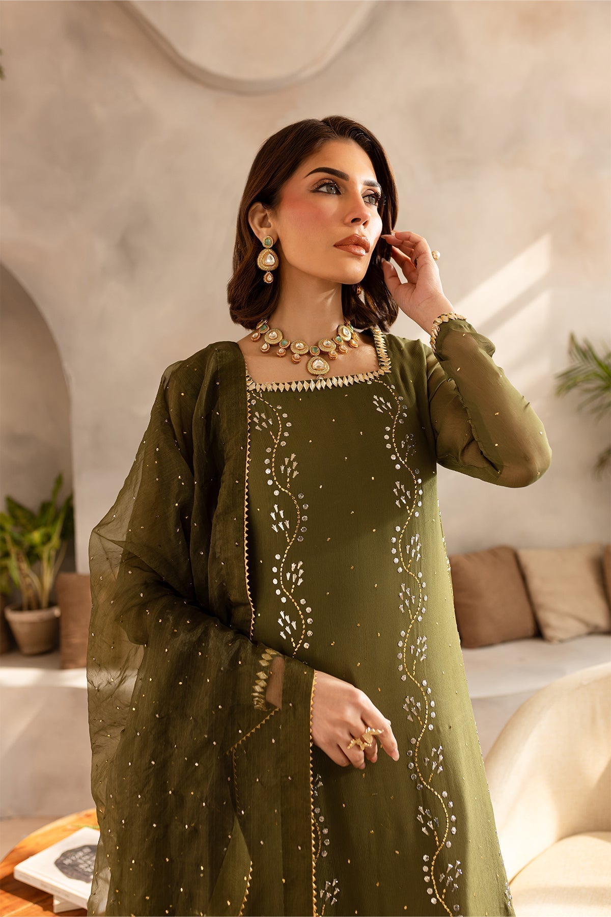 Vanya | Kaya Formals | KY-04 M Olive Green Chiffon
