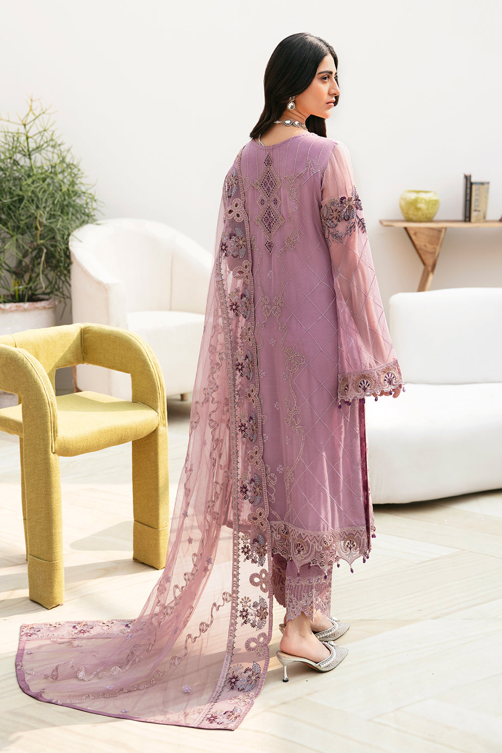 Ramsha | Chevron Chiffon Collection | A-801 S Lilac Chiffon