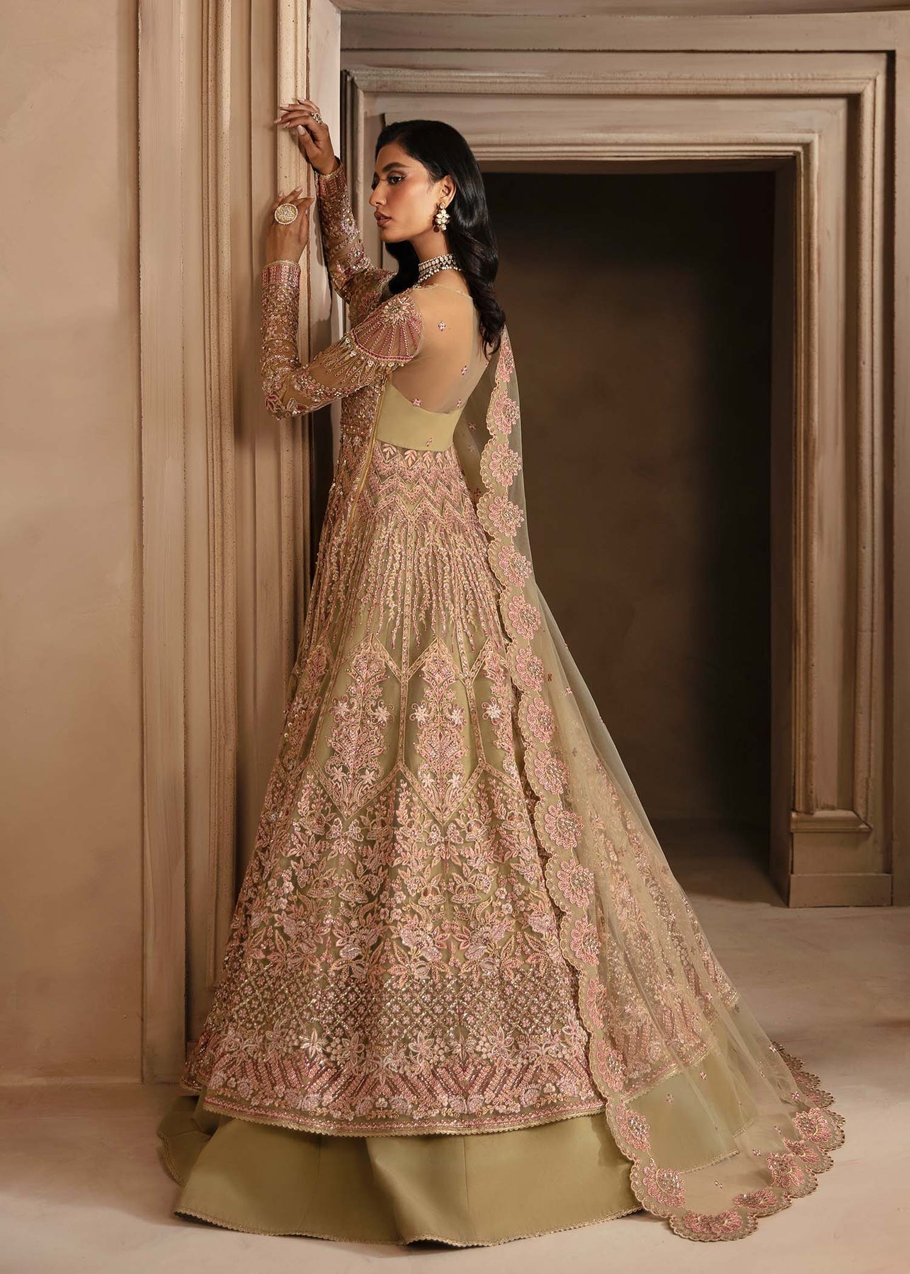 Akbar Aslam | Deewani Wedding Formals | Vespera S Dark Beige Net