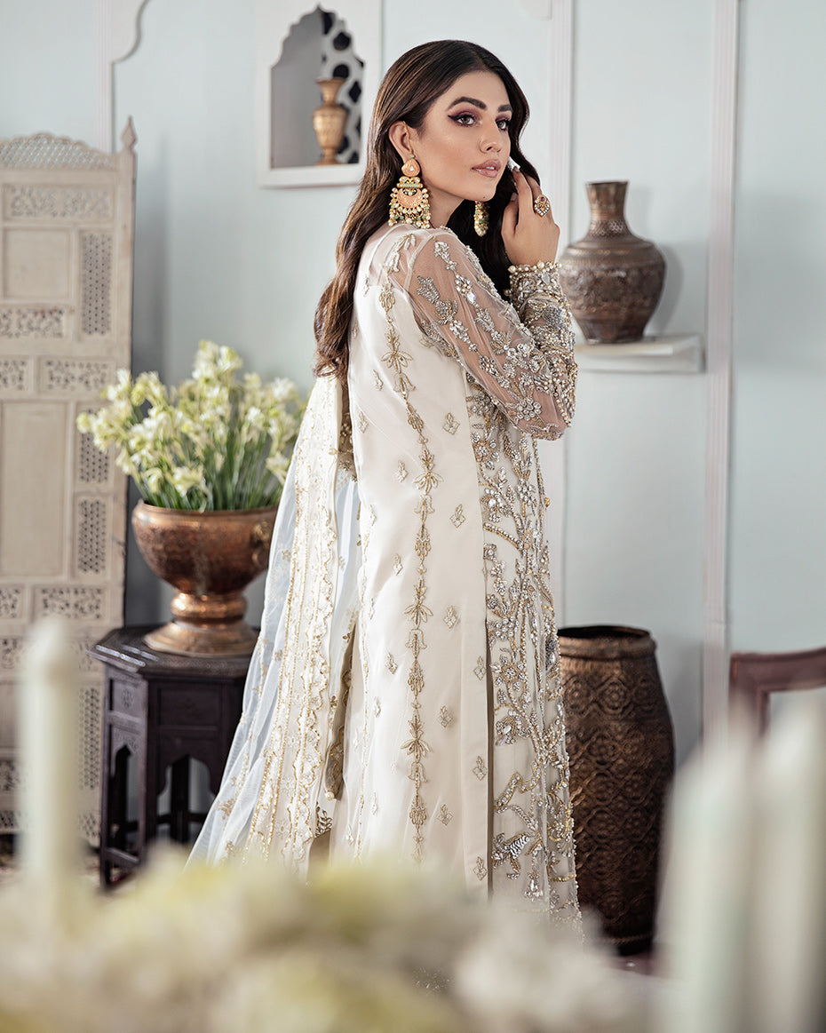 Gulaal | Wedding Formals | Mehr Embroidered Net 3-Piece Suit WS-19 - Pakistani Designer Dress - by Gulaal | Type: Bridal - 100% Original at Saira Sultan