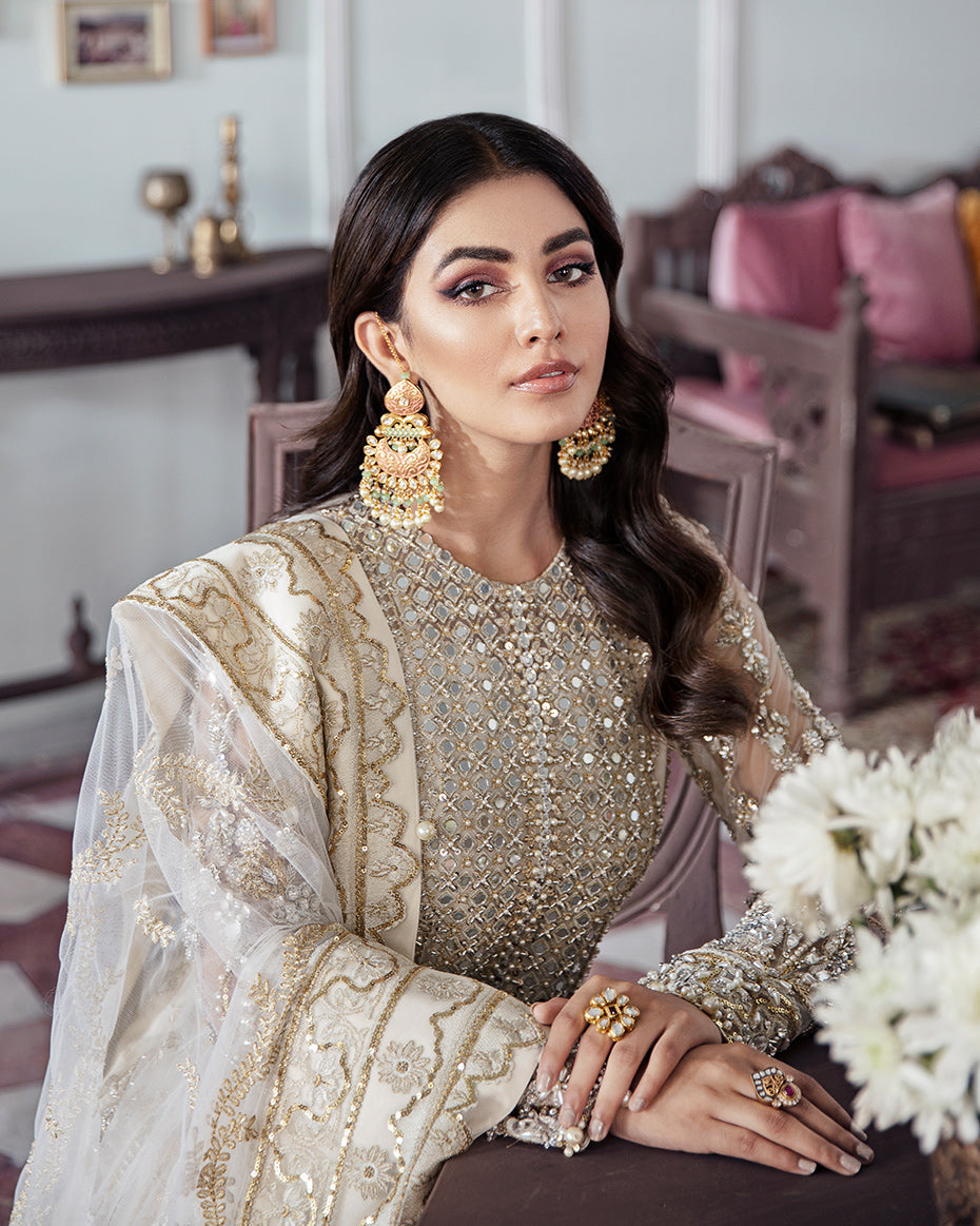 Gulaal | Wedding Formals | Mehr Embroidered Net 3-Piece Suit WS-19 - Pakistani Designer Dress - by Gulaal | Type: Bridal - 100% Original at Saira Sultan