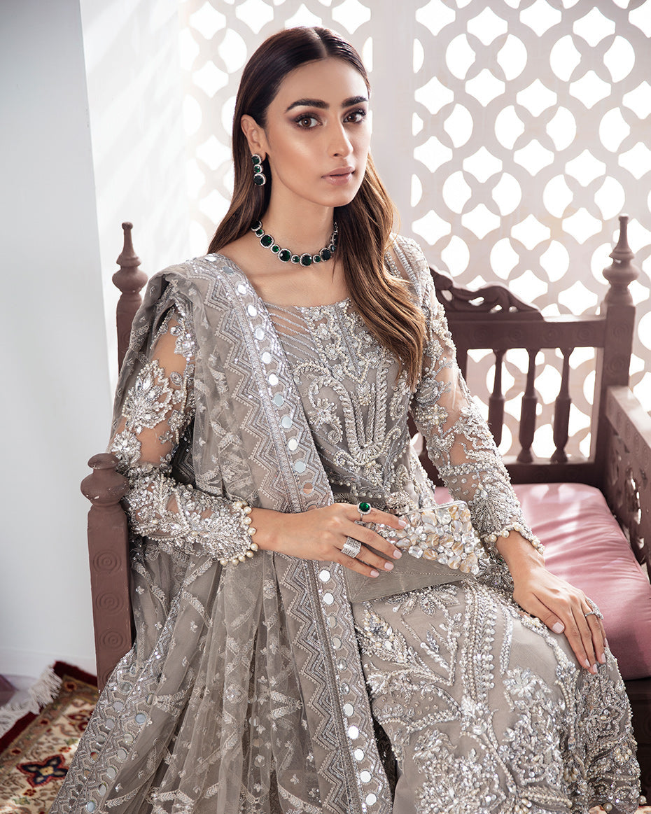 Gulaal | Wedding Formals | Gulnoor Embroidered Net 3-Piece Suit WS-18 - Pakistani Designer Dress - by Gulaal | Type: Bridal - 100% Original at Saira Sultan
