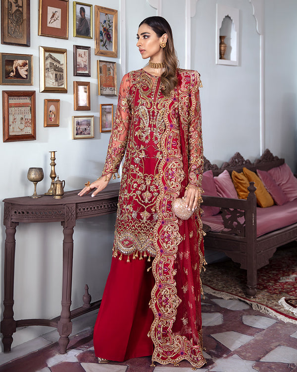 Gulaal | Wedding Formals | Tamanah Embroidered Net 3-Piece Suit WS-12 - Pakistani Designer Dress - by Gulaal | Type: Bridal - 100% Original at Saira Sultan