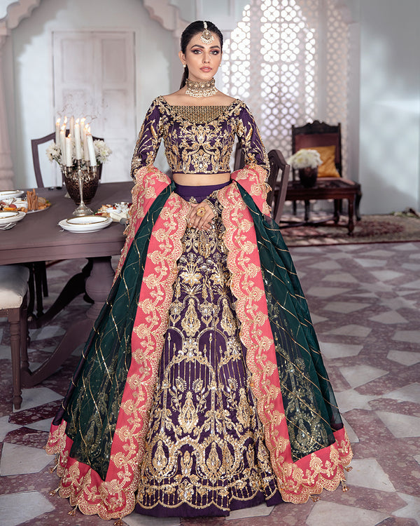Gulaal | Wedding Formals | KEHKSHAN EMBROIDERED NET 3-PIECE SUIT WS-14 - Pakistani Designer Dress - by Gulaal | Type: Bridal - 100% Original at Saira Sultan