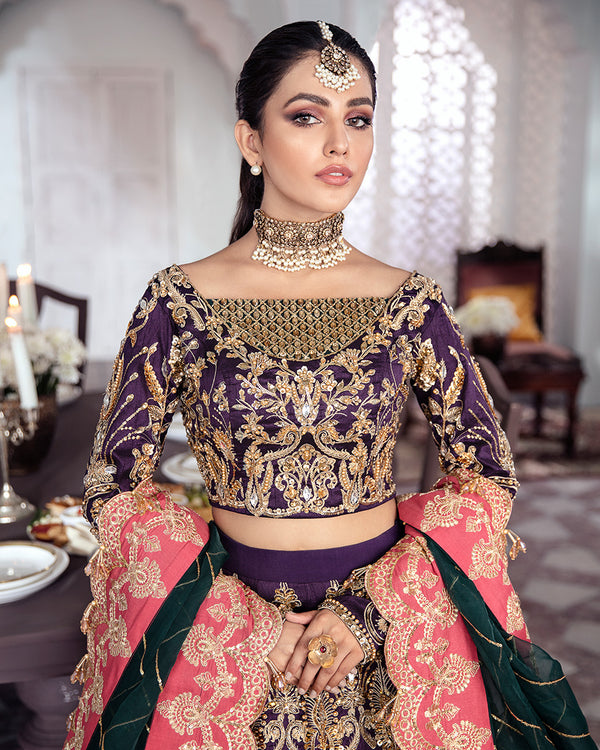 Gulaal | Wedding Formals | KEHKSHAN EMBROIDERED NET 3-PIECE SUIT WS-14 - Pakistani Designer Dress - by Gulaal | Type: Bridal - 100% Original at Saira Sultan