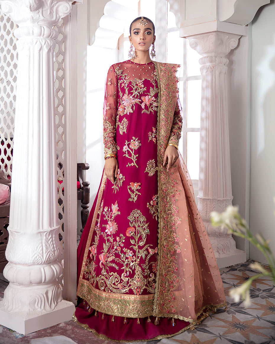 Gulaal | Wedding Formals | CHAMELI EMBROIDERED NET 3-PIECE SUIT WS-10 - Pakistani Designer Dress - by Gulaal | Type: Bridal - 100% Original at Saira Sultan
