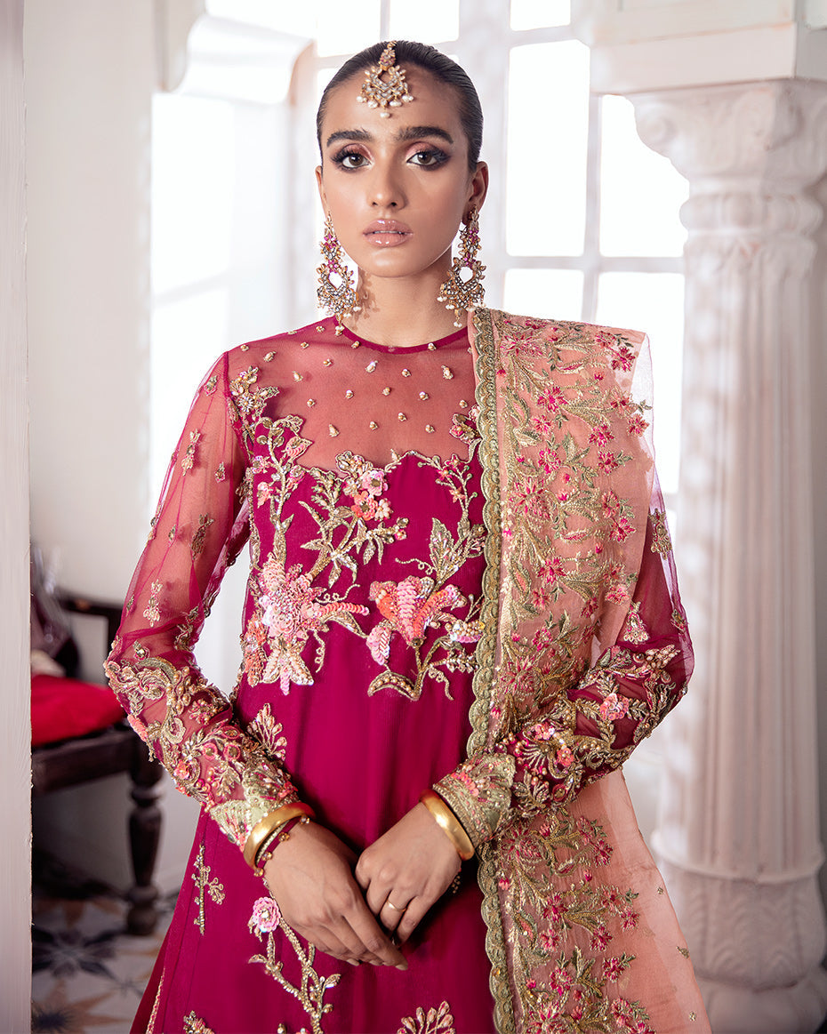 Gulaal | Wedding Formals | CHAMELI EMBROIDERED NET 3-PIECE SUIT WS-10 - Pakistani Designer Dress - by Gulaal | Type: Bridal - 100% Original at Saira Sultan