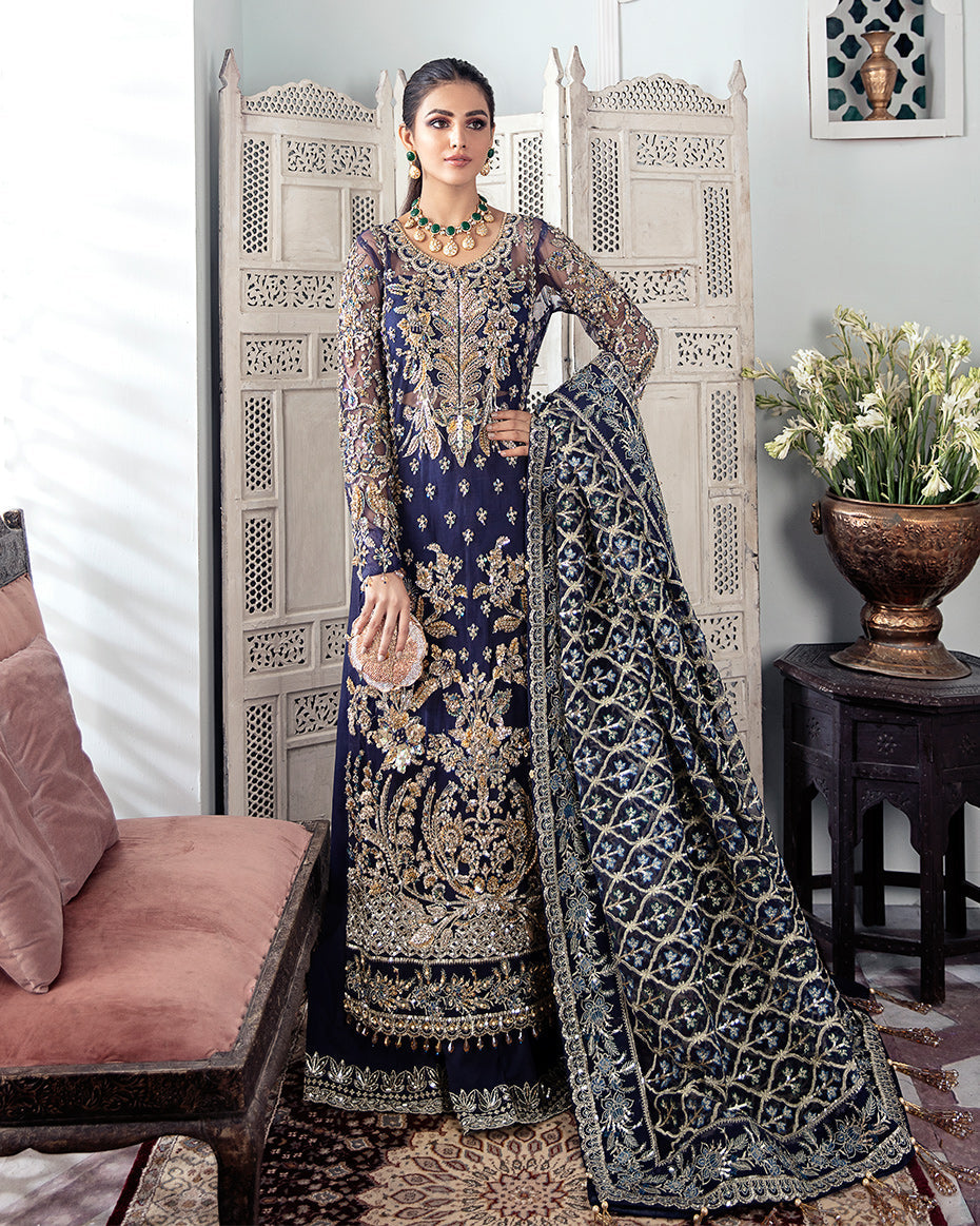 Gulaal | Wedding Formals | QAYINAAT EMBROIDERED NET 3-PIECE SUIT WS-16 - Pakistani Designer Dress - by Gulaal | Type: Bridal - 100% Original at Saira Sultan