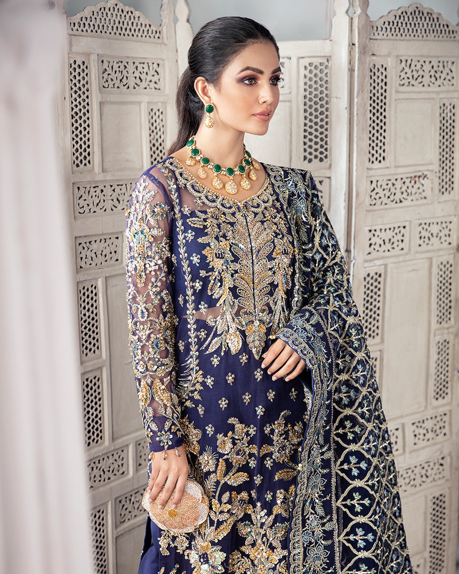 Gulaal | Wedding Formals | QAYINAAT EMBROIDERED NET 3-PIECE SUIT WS-16 - Pakistani Designer Dress - by Gulaal | Type: Bridal - 100% Original at Saira Sultan