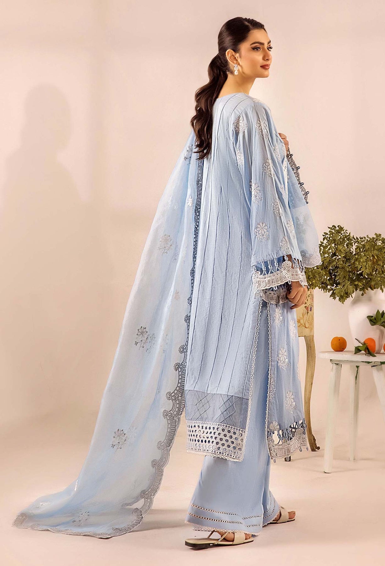 Adans Libas | Chikankari 25 | 4778 S LIight blue Grey Lawn