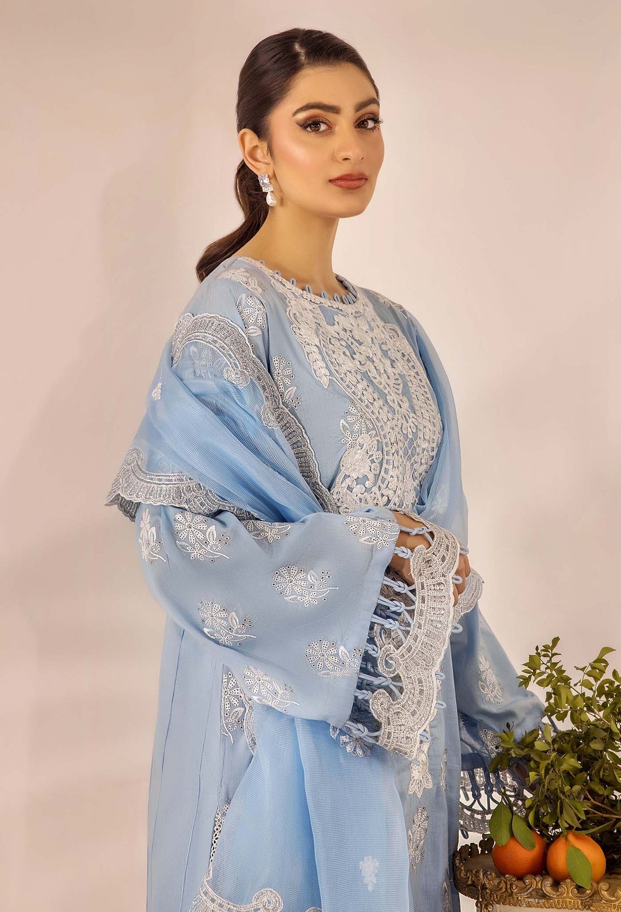 Adans Libas | Chikankari 25 | 4778 M LIight blue Grey Lawn
