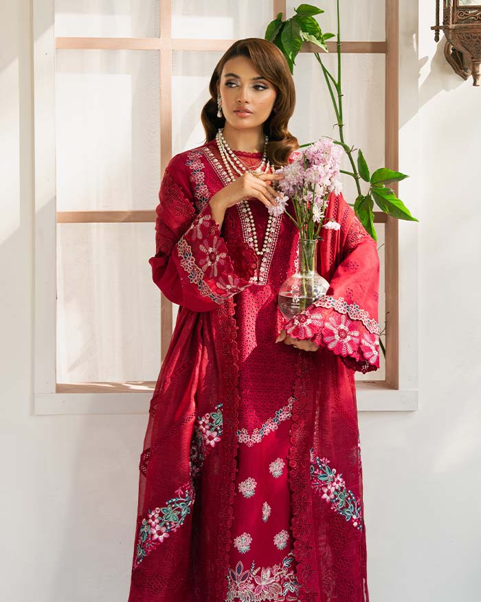 Zevk | Flora Festive Lawn | ZINNIA XL Carmine Lawn