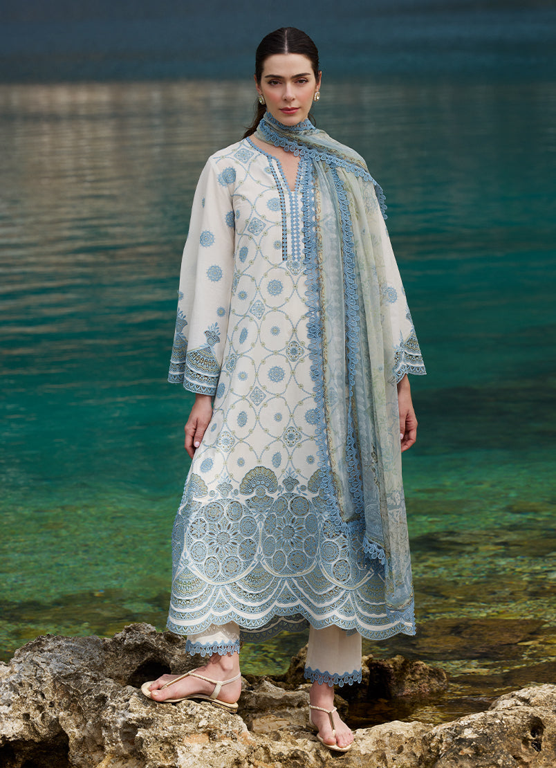 Image | Lawnkari 25 | Mila XS Off White Cotton Lawn