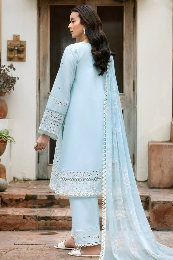 Farasha | Summer Weaves Embroidered Lawn | Sky Haze S Sky Blue Lawn