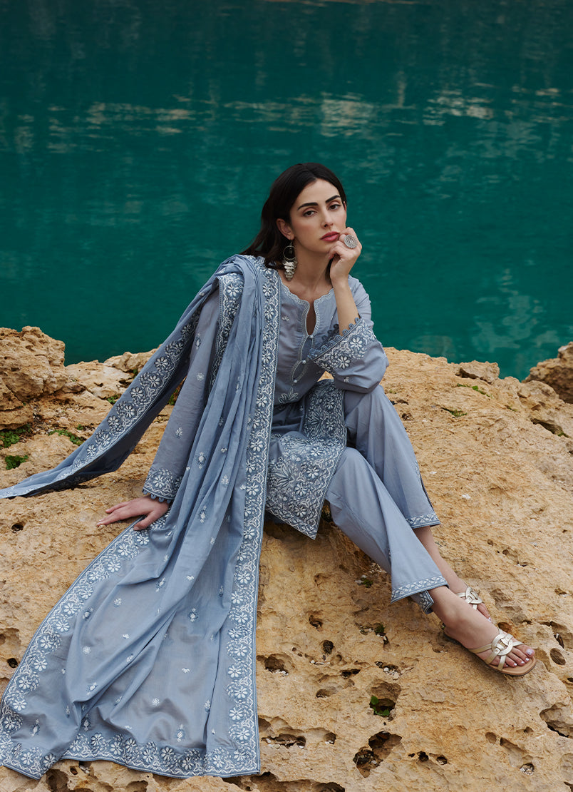 Image | Lawnkari 25 | Defne S Gray Cotton Lawn