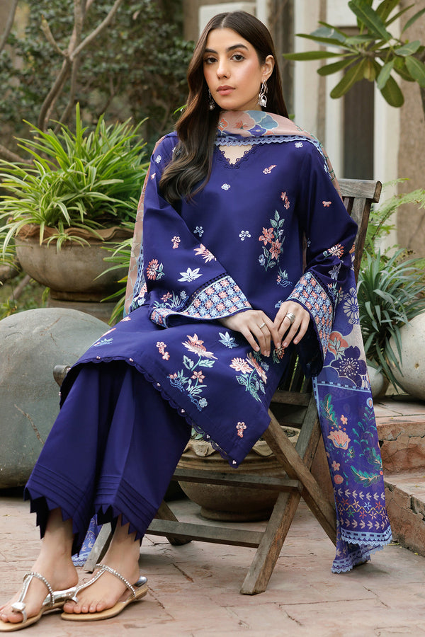 Farasha | Summer Weaves Embroidered Lawn | Indigo Glow XL Navy Lawn