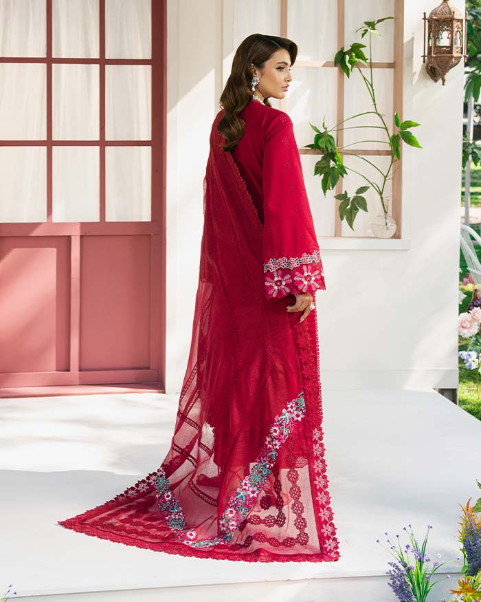 Zevk | Flora Festive Lawn | ZINNIA S Carmine Lawn