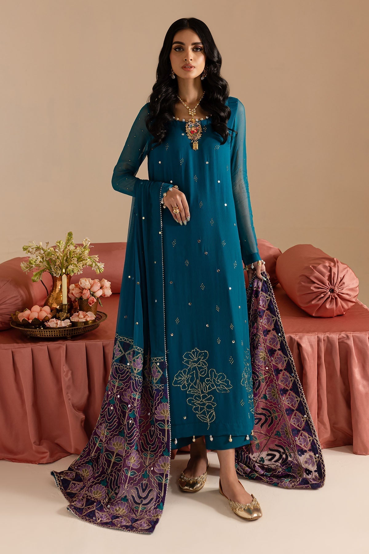 Nureh | Mukeshkari Formals | MK-10 XS Sea Green Chiffon