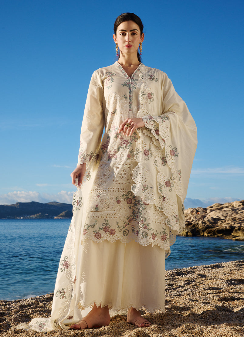 Image | Lawnkari 25 | Reem XS Beige Cotton Lawn