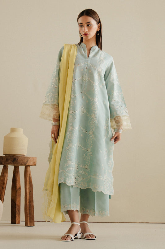 Zara Shahjahan | Eid Pret 25 | CR25P0222 XS Sky Blue Dobby