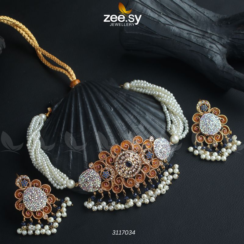 Maya Ali Necklace Sets Golden Blue