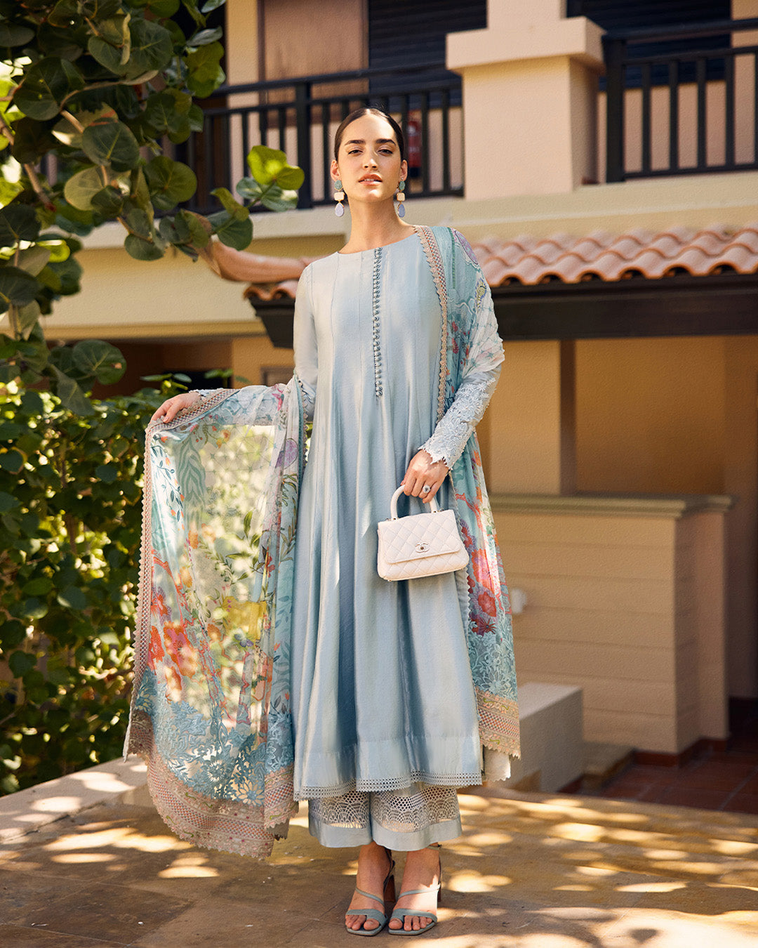 Faiza Saqlain | Carmela Luxury Pret | Leia XL Pastel Blue Oak Silk