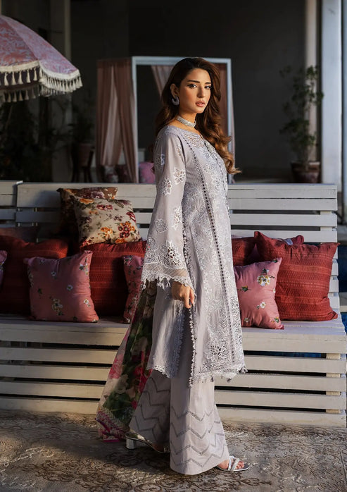 Kahf Premium | Luxury Lawn 25 | KLR-04 Lilia XL Gray Lawn