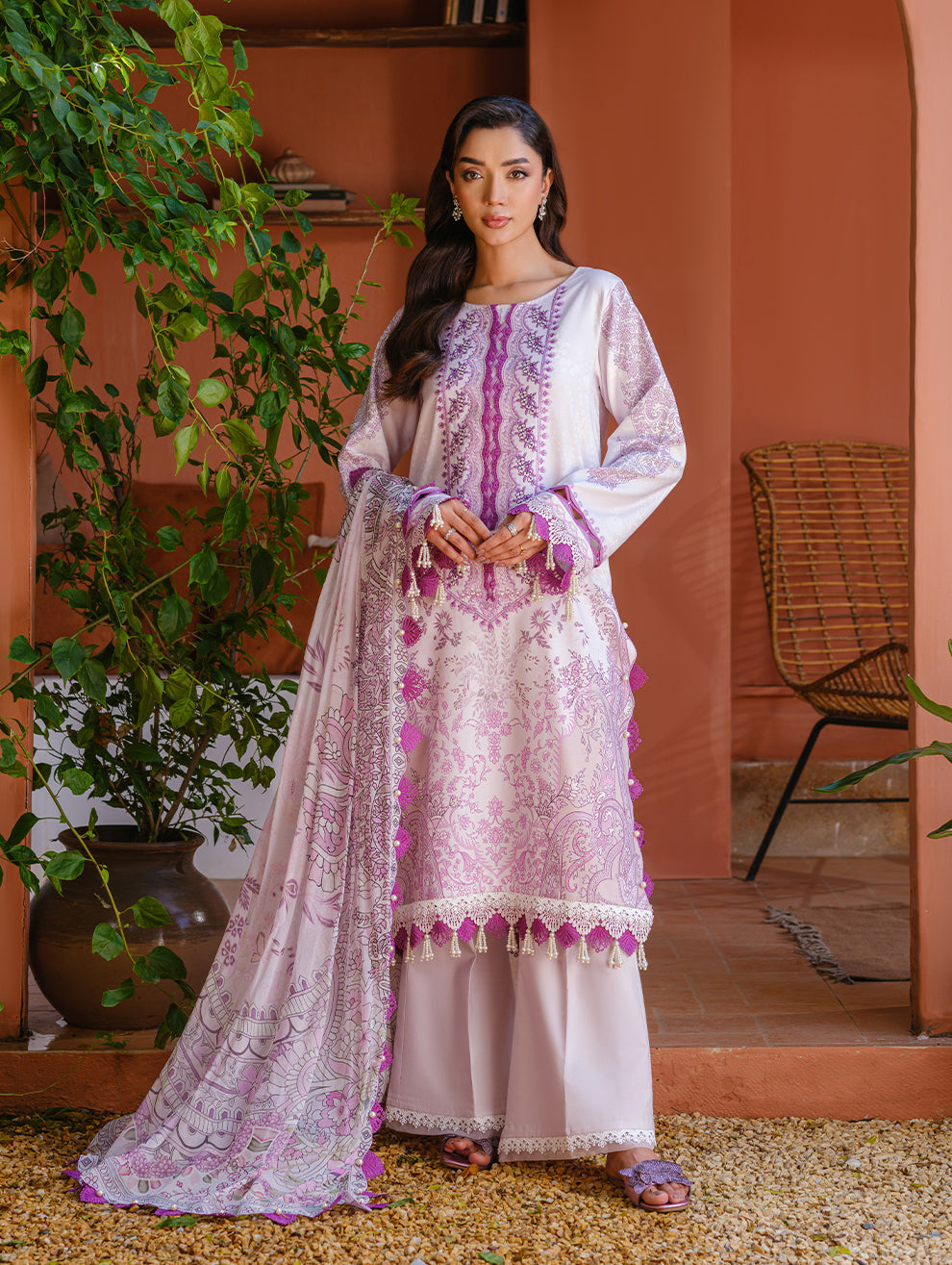 Jade | Cambric 25 | URBANE EMBROIDERED CAMBRIC 25 PNK - Pakistani Designer Dress - by Jade - Type : Ladies Clothes - 100% Original at Saira Sultan