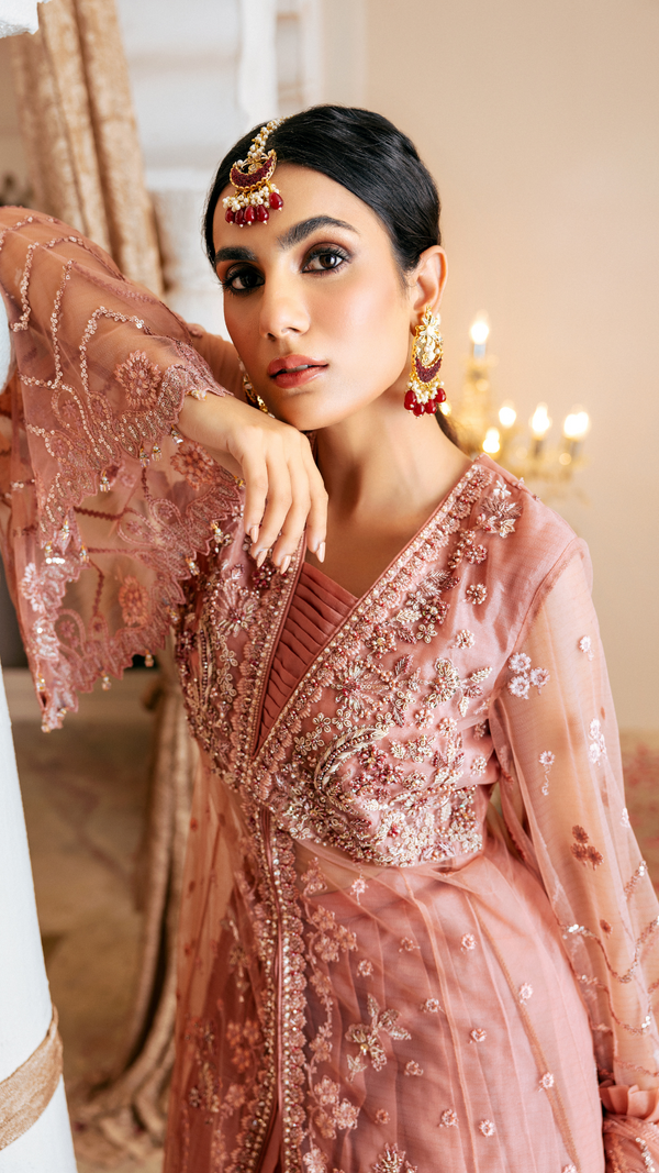 Zebtan | Zircon Wedding Formals | SHABNAM ZQ-07 L Tea Pink Net