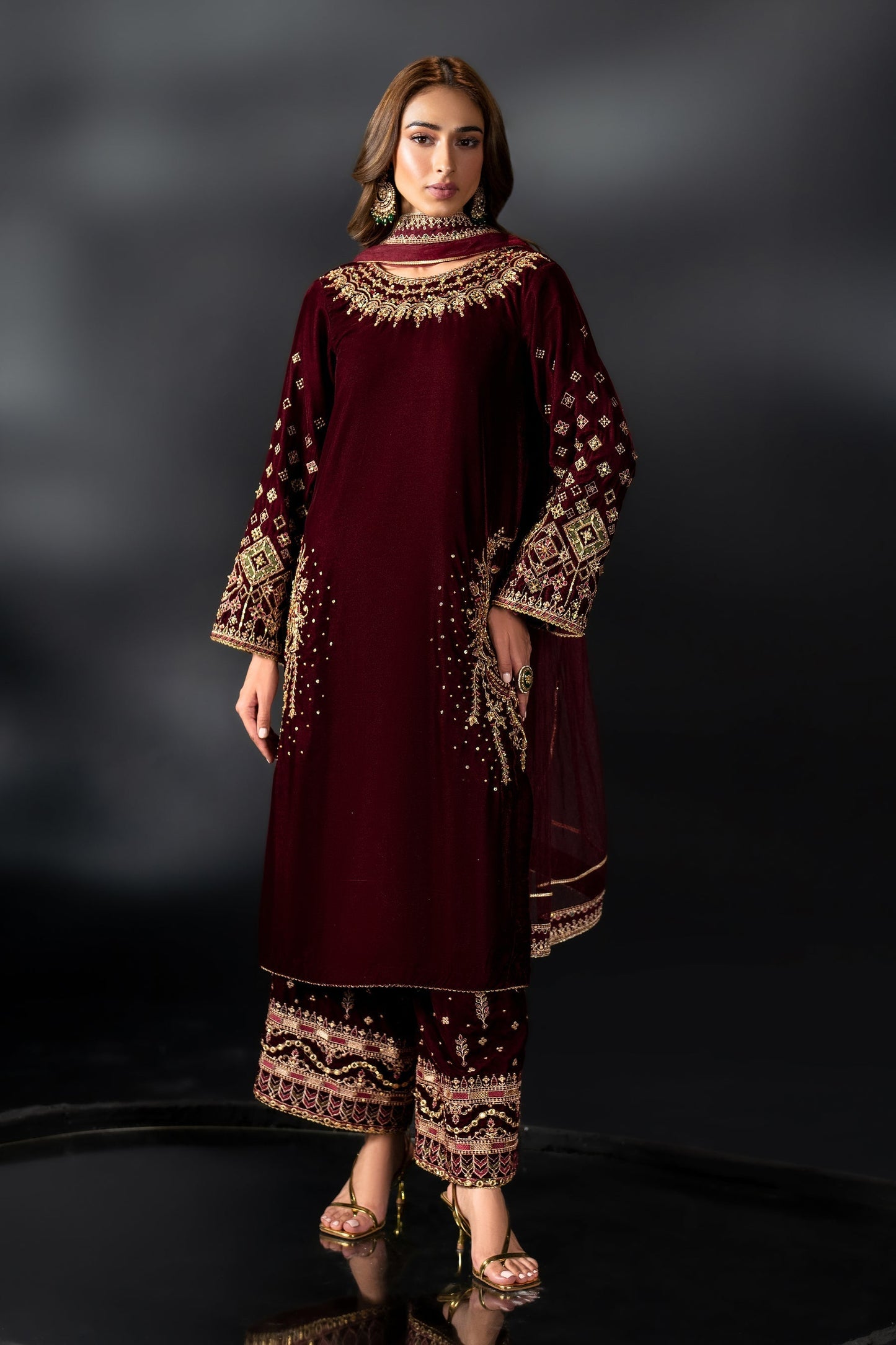 Naqshi | Makhmal 24 | MAHYM L Maroon Velvet