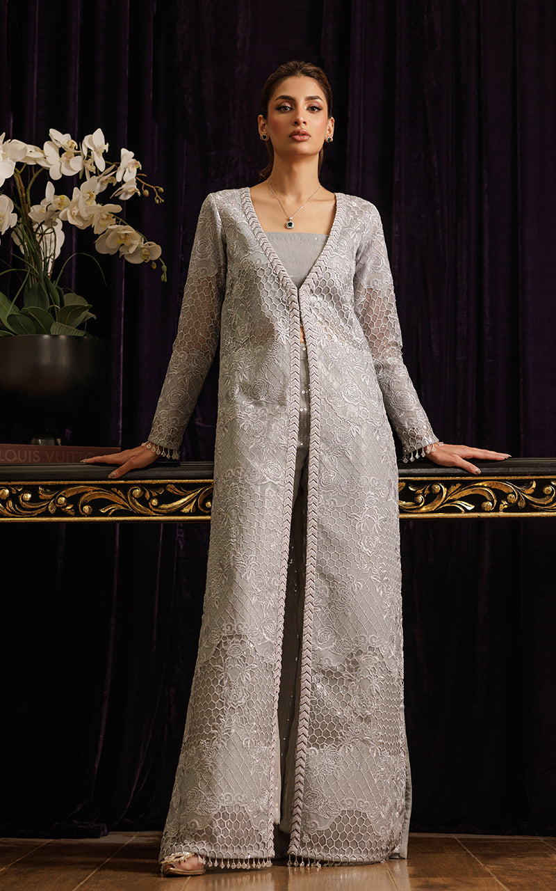 Threads and Motifs | Formal Dresses 25 | Organza Embroidered Jacket - Pakistani Designer Dress - by Threads and Motifs - Type : Ladies Clothes - 100% Original at Saira Sultan