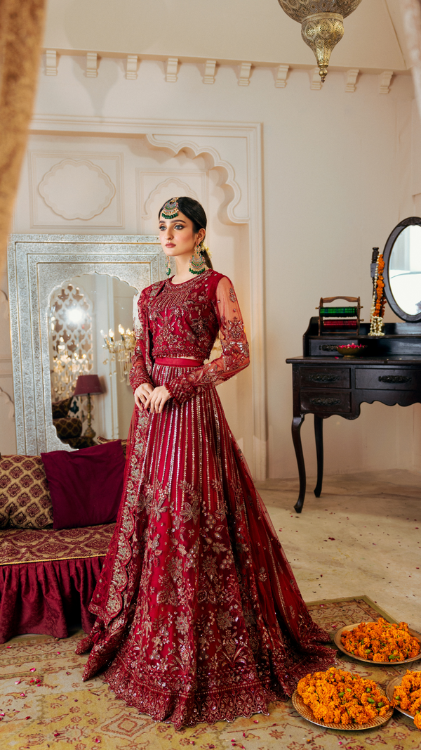 Zebtan | Zircon Wedding Formals | ANARKALI ZQ-09 L Magenta Net