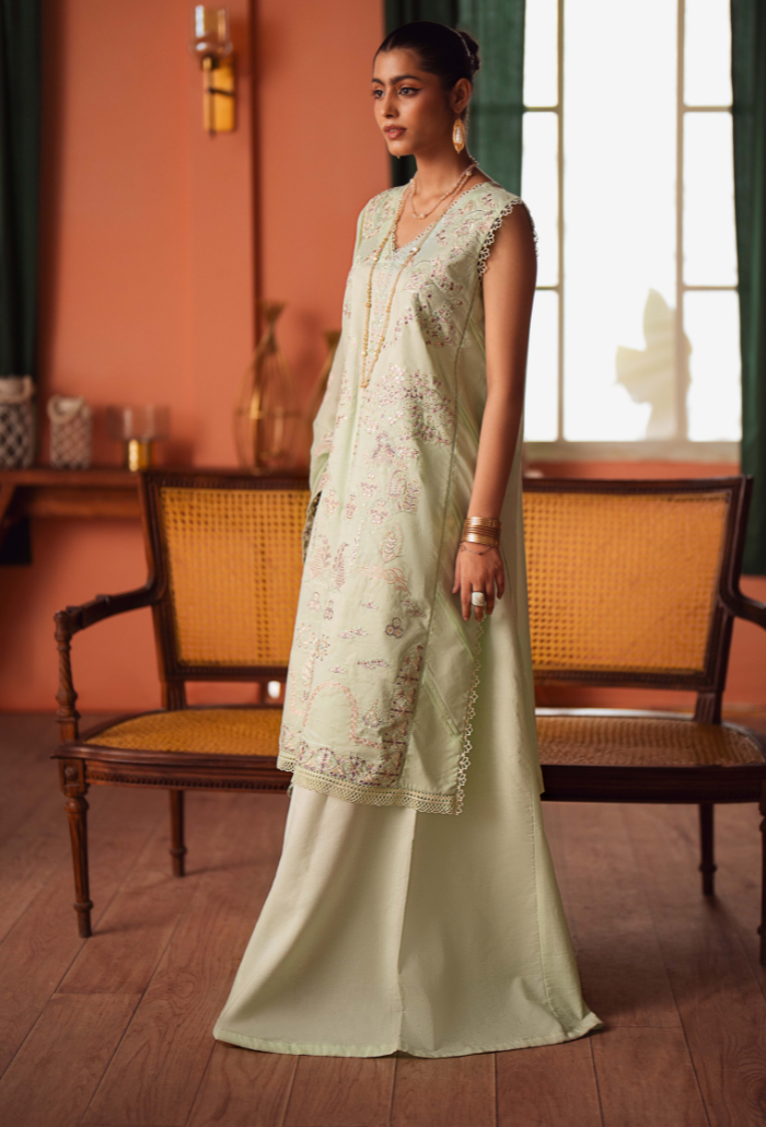 Humdum | Lala Rukh Lawn | Lalarukh - D07 L Mint Green Lawn