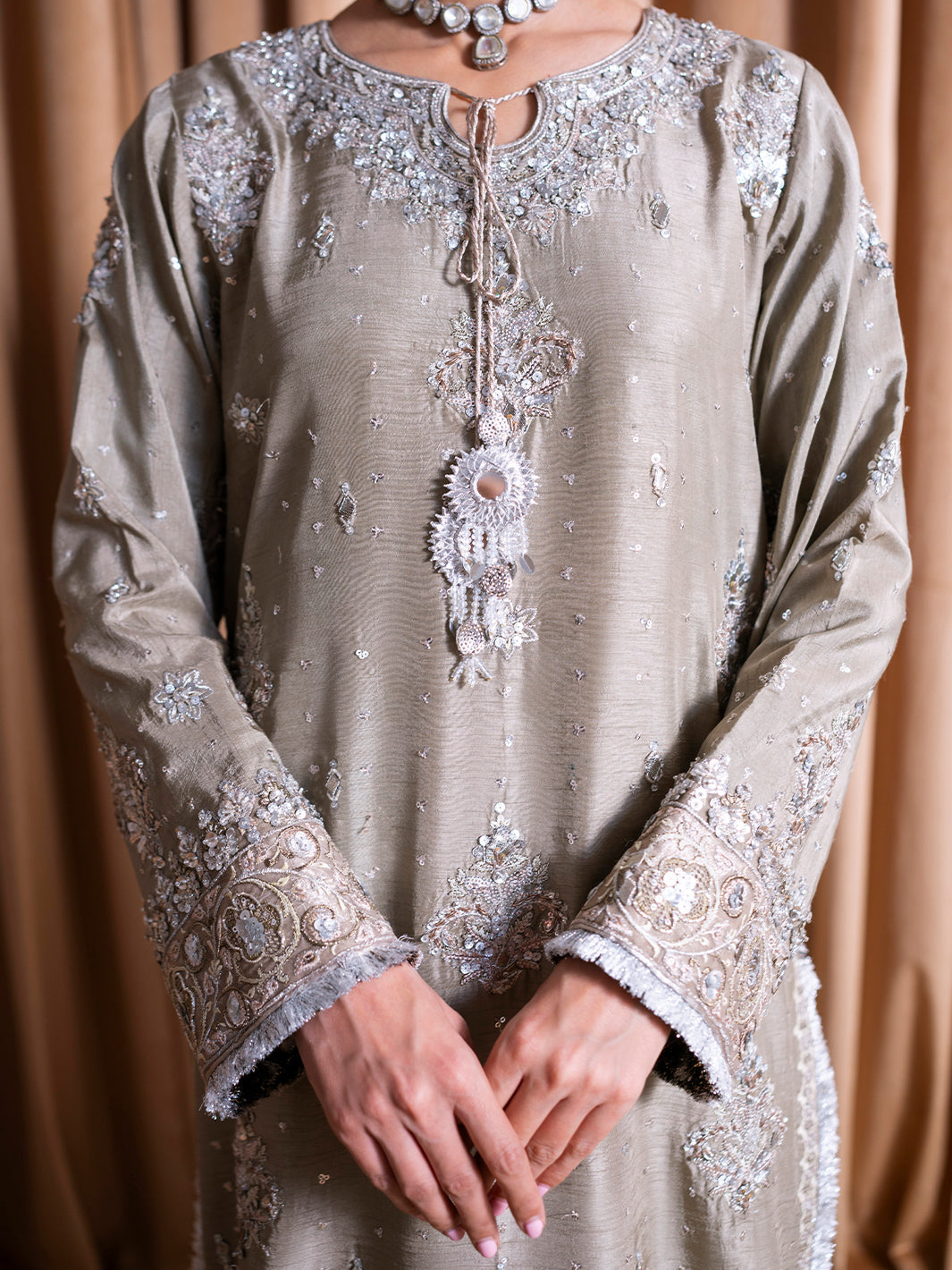 Faiza Faisal | Rema Wedding Formals 24 | Kiran L Gray Raw Silk