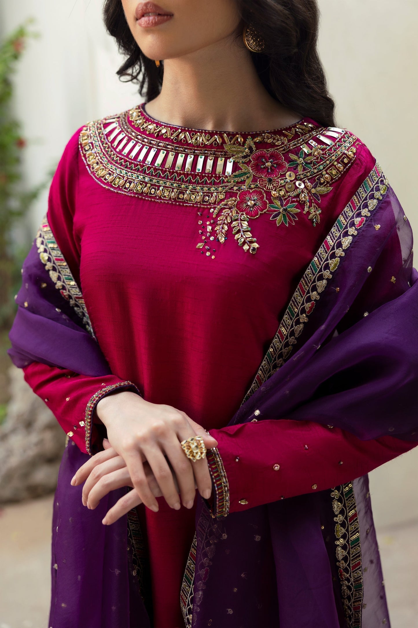 Naqshi | Rijaas Luxury Pret 24 | RAIMA M Hot Pink Indian Raw Silk