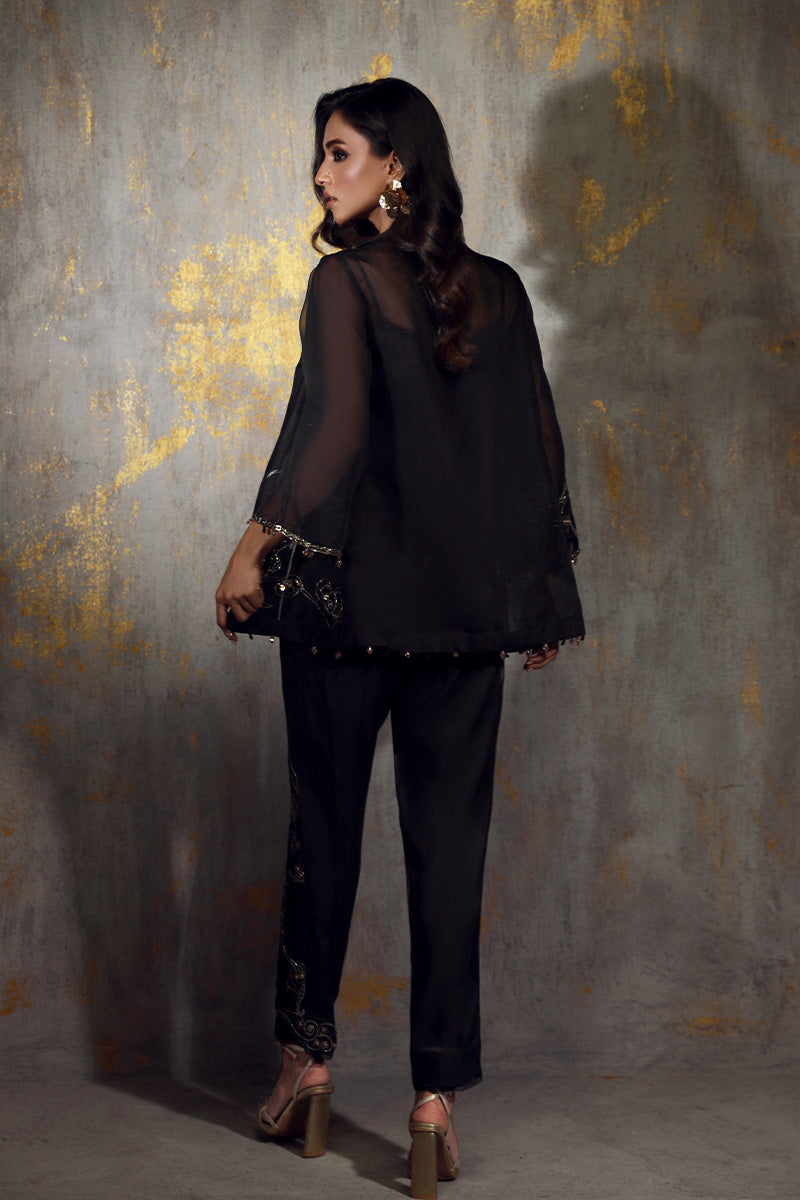 Wardha Saleem | Luxury Pret Fusion Wear | ZAINA S Black Pure Organza
