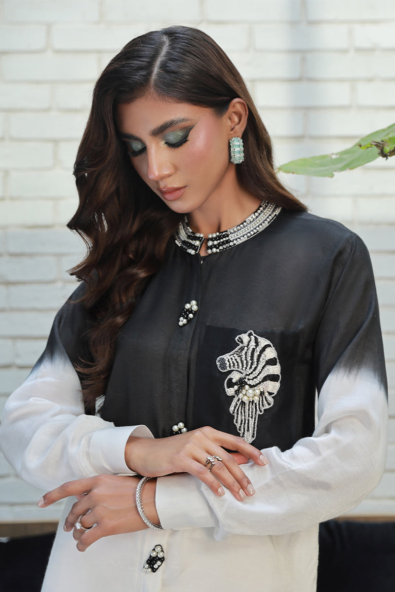 Wardha Saleem | Luxury Pret Traditional Wear | NORA S Black Cotton Silk