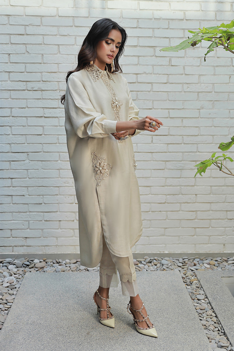Wardha Saleem | Luxury Pret Traditional Wear | MIA Custom Size Off White Korean Raw Silk