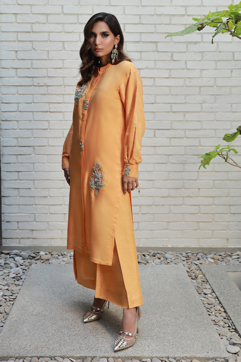 Wardha Saleem | Luxury Pret Traditional Wear | ARZA L Peach Cotton Silk