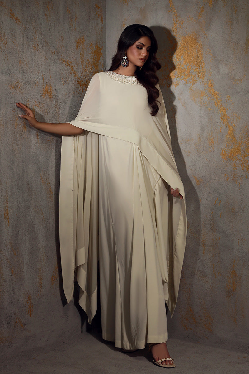 Wardha Saleem | Luxury Pret Fusion Wear | AVA L Off White Georgette