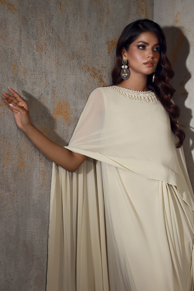 Wardha Saleem | Luxury Pret Fusion Wear | AVA M Off White Georgette