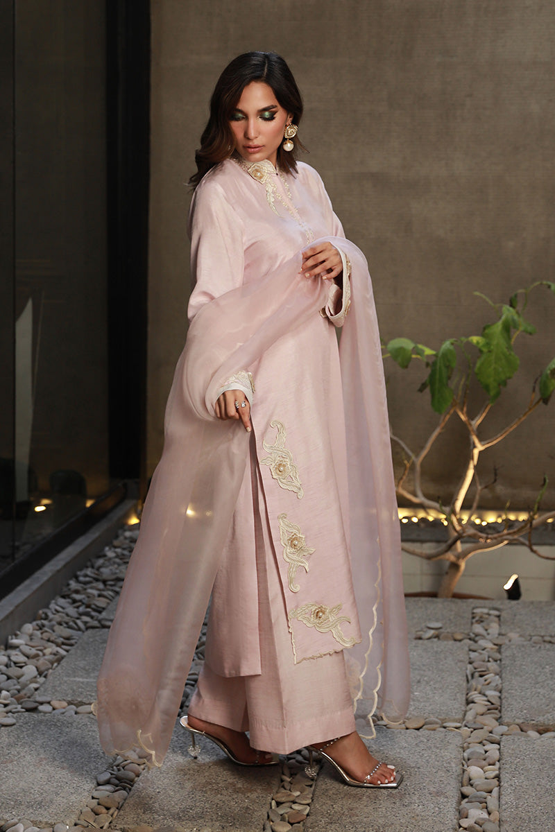 Wardha Saleem | Luxury Pret Traditional Wear | AMAYA XL Powder Pink Korean Raw Silk