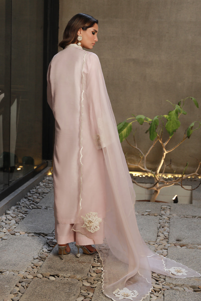 Wardha Saleem | Luxury Pret Traditional Wear | AMAYA S Powder Pink Korean Raw Silk