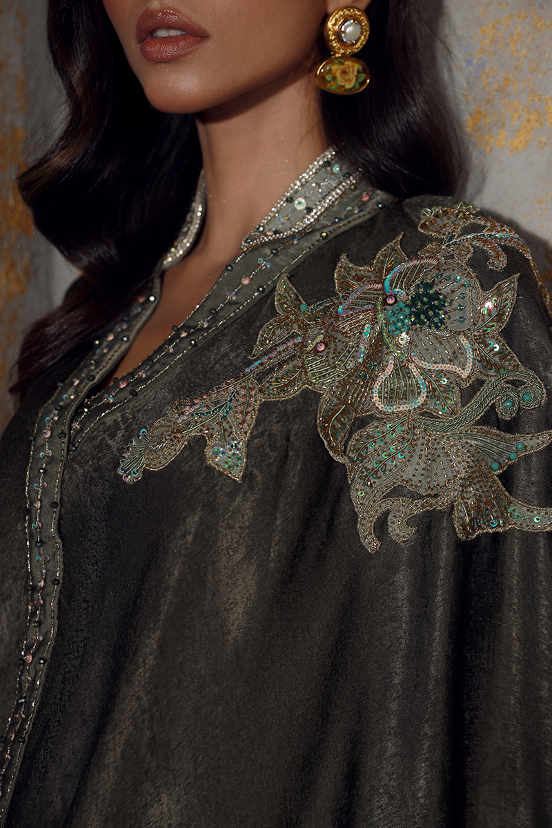 Wardha Saleem | Luxury Pret Fusion Wear | RIA M Gray Silk