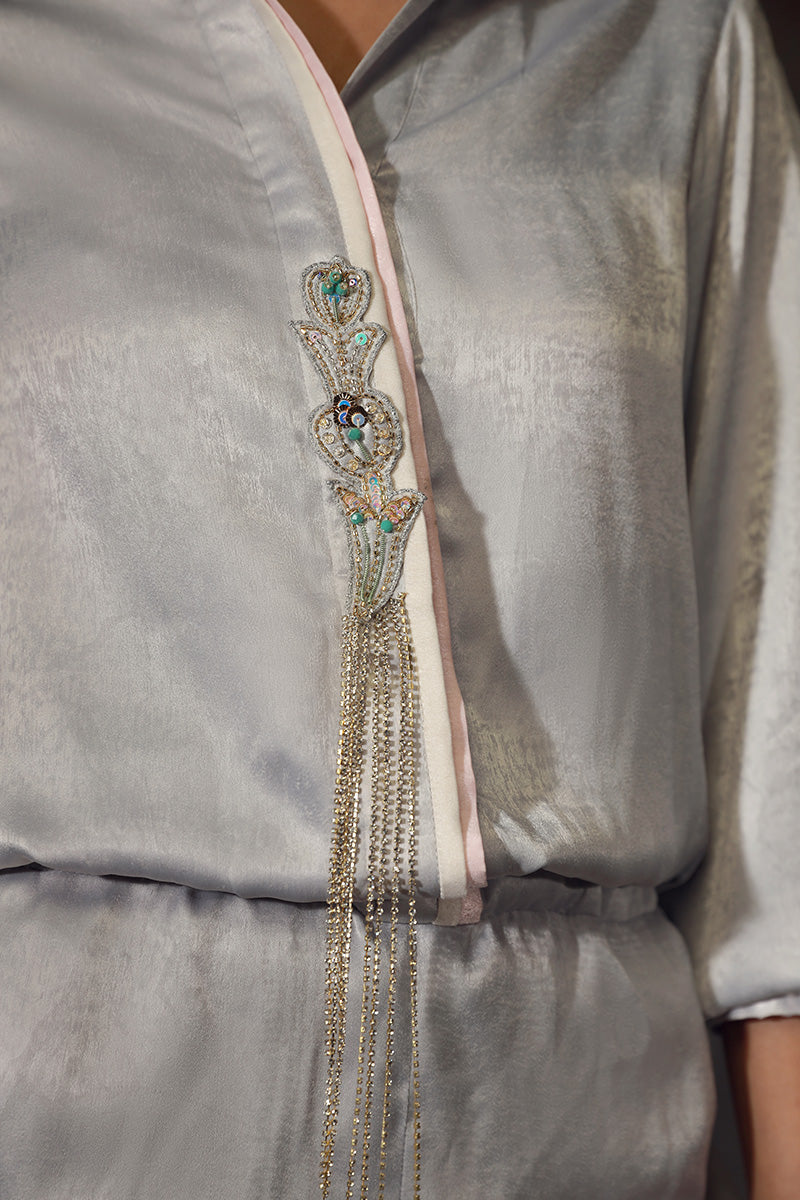 Wardha Saleem | Luxury Pret Fusion Wear | REIA M Gray Velvet Silk
